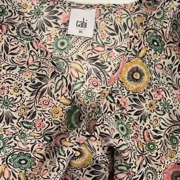CAbi Poet Blouse - Floral Print Flutter Sleeve Top Size XS - Picture 5 of 7